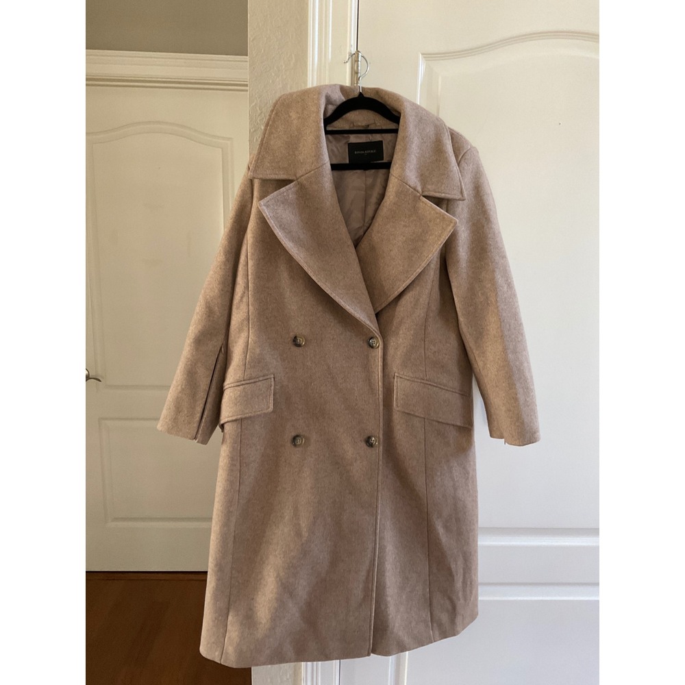 Banana Republic Camel Wool Blend Double Breasted‎ Coat Petite Large LP Tan NWOT